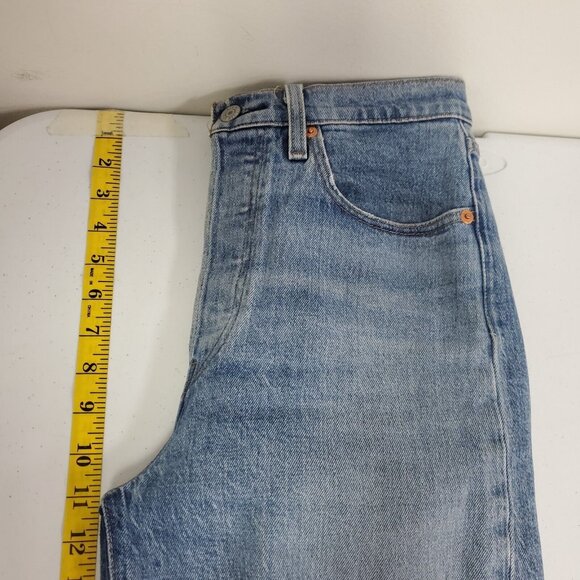 Levis Womens Ribcage Straight Leg Jeans Size 27 Blue Denim Button Fly - Picture 12 of 14